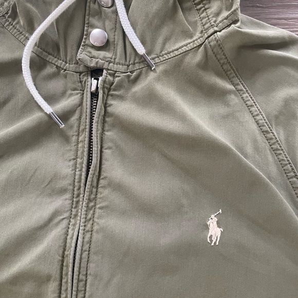 Polo Ralph Lauren Khaki Green Garment-Dyed Hooded Jacket with Pockets Size Large - Picture 2 of 11